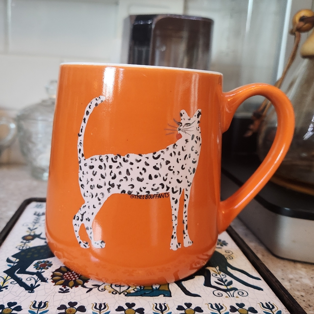 Bouffants & Broken Hearts Kendra Dandy Ceramic Cheetah Mug Set Orange
